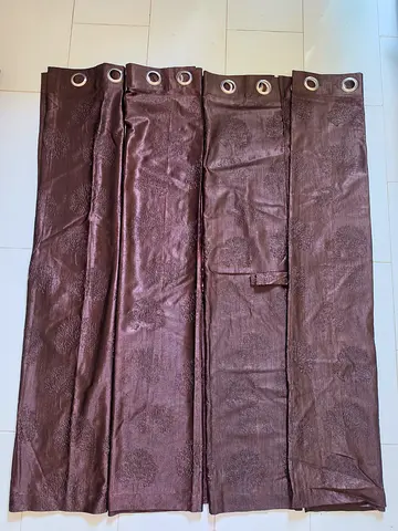 Brown jacquard eyelet curtains - 2 panels, gently used
