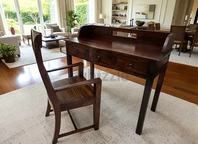 Solid wood tall study desk with chair fixed price