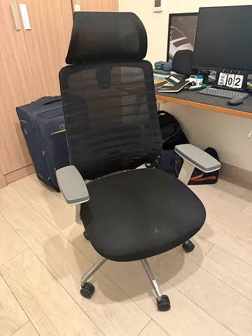 Ergonomic mesh office chair with headrest (used)  Computer Table