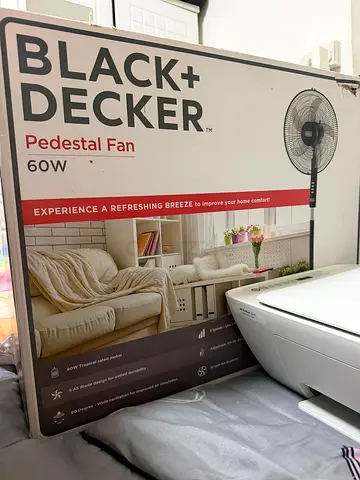 Black+Decker 60W Pedestal Fan — Brand New in Box