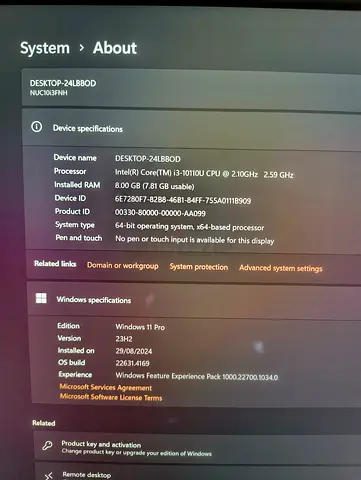 My Intel NUC mini PC - i3-10110U, 8GB RAM, Windows 11 Pro
