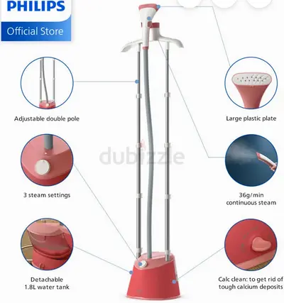Philips Standing Garment Steamer - 36g/min, 1.8L Tank, 3 Steam Settings