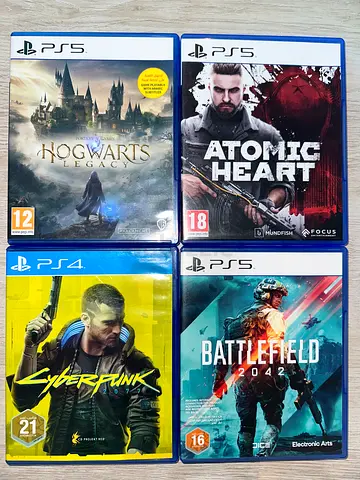 PS5/PS4 game bundle — Atomic Heart, Battlefield 2042, Hogwarts Legacy, Cyberpunk 2077