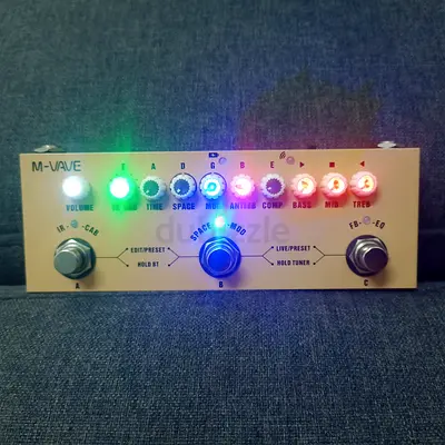 M-Wave multi-effects guitar pedal — 3 footswitches with string EQ controls