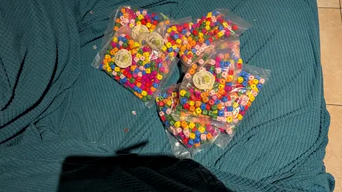 Lot of colorful alphabet craft beads - 3 sealed bags