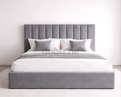Brand New Modern Gray Upholstered King Size Bed with Mattress