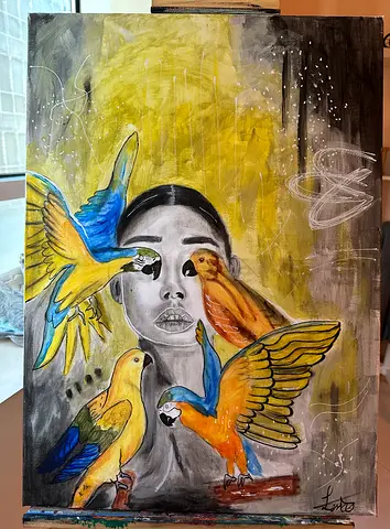 Wall paint Colorful Parrot Painting