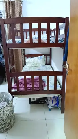 Solid wooden twin bunk bed (used) - sturdy and space-saving