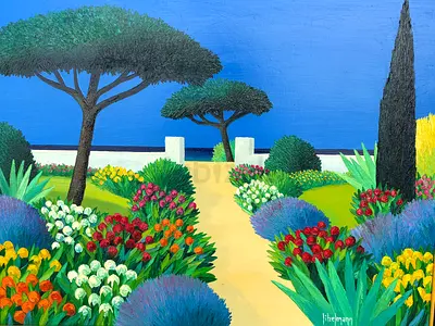 Large Original Oil Painting – “Le Jardin” | Vibrant Wall Art | Framed