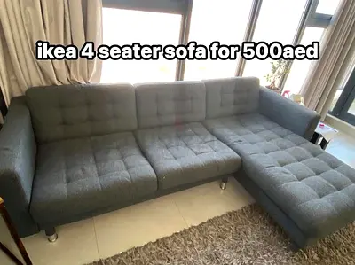 IKEA 4-seater L-shaped sofa with chaise - gray