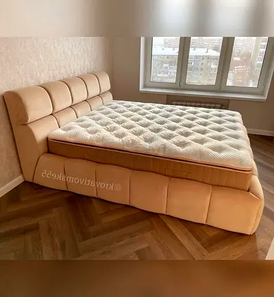 Customized Brand New Upholstered beige bed