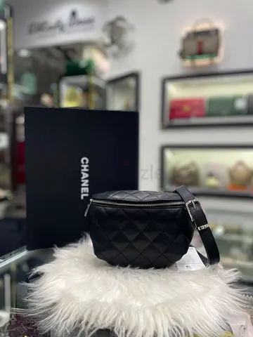 Chanel Black Quilted Lambskin Waist Belt Bag (Authentic New)