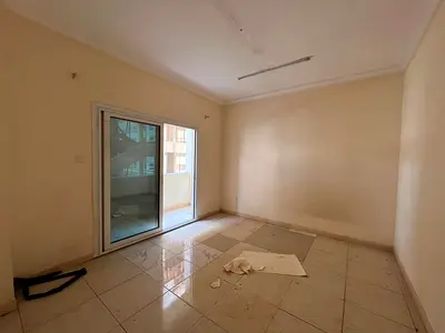 Best 1BR in Al Qasimia Al Mahatta – central AC, free maintenance, spacious, balcony with open city view, direct access to Dubai exit