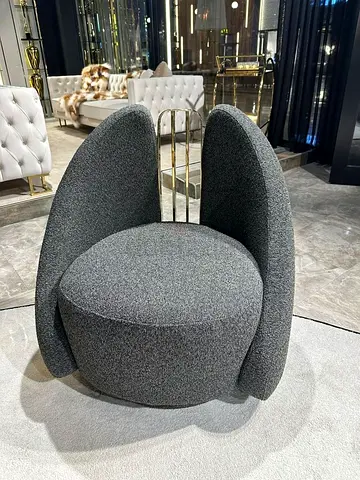 Modern Grey Curved Accent Chair - Petal Lounge Design