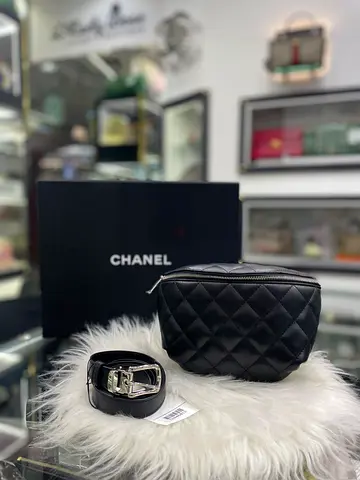 Chanel Black Quilted Lambskin Waist Belt Bag (Authentic New)