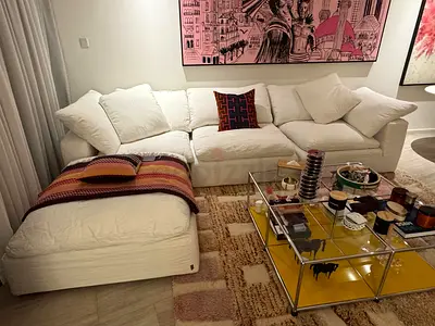 Like new condition marina home luscious sofa with footstool