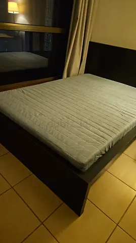Like New Ikea Modern Black Bed Frame with Mattress