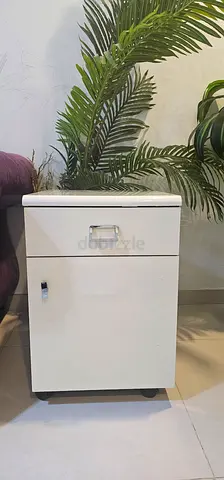 White bedside nightstand - 1 drawer and cupboard