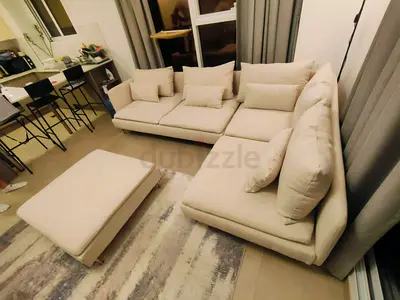 Ikea Soderhamn beige color corner sofa with ottoman