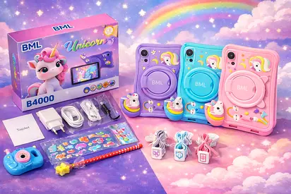 BML Unicorn Kids Tablet B4000 – Brand New Box Pack | Complete Set with Accessories 🦄📱