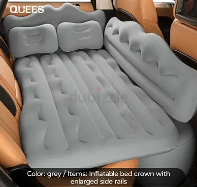 Inflatable Backseat Car Air Mattress with 2 Pillows - Grey