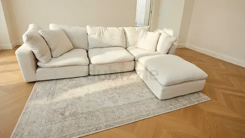Loom collection modular feather filled sofa with footstool