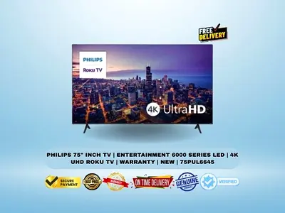Philips 75 Inch TV | Entertainment 6000 Series LED | 4K UHD Roku TV | Warranty | New | 75PUL6645