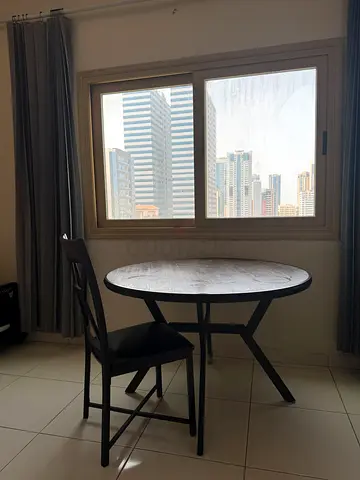 Stylish Round Black Dining Table with Chair