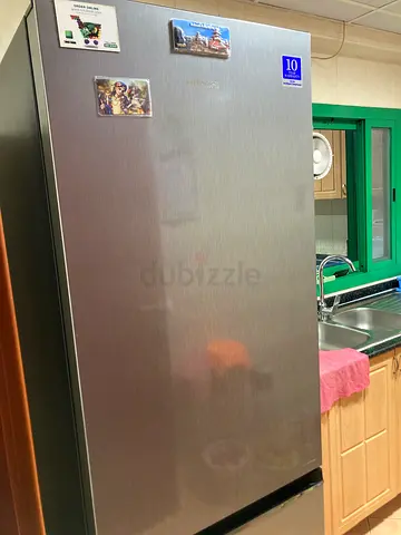 Double-door stainless steel refrigerator - good working condition