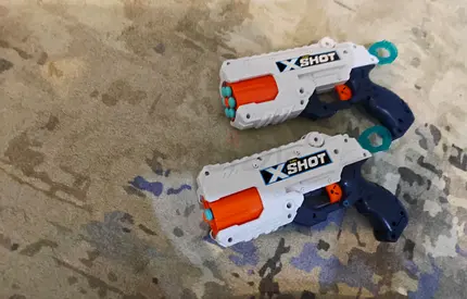 Pair of X-Shot Mini Foam Dart Blasters (2) - Good Condition