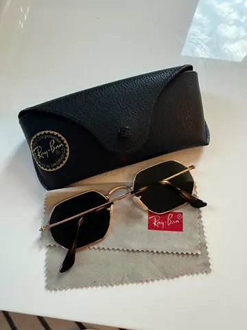 Original Ray-Ban Hexagonal Gold Sunglasses with Case