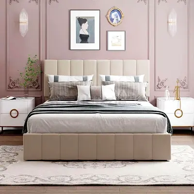 Luxurious brand new king size bedframe with soft Valvet Fabric customisation available