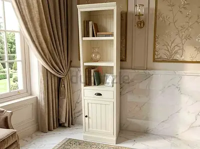 Pottery barn Open Shelves and Closed Cabinet Storage Display Bookshelf with Drawer