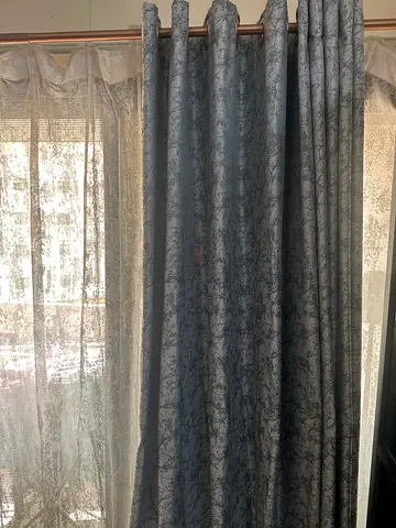 Elegant Greyish Blue Sheer Curtains with Sheer  Rods