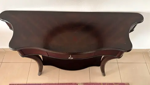 Dark wood console table with drawer and curved legs - Home Center - Classic and elegant