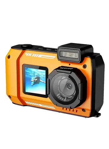 Waterproof Digital Camera Dual Screen  18x Zoom, Porodo - Orange