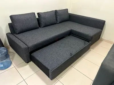 Luxury feel sofa bed with soft fabric and elegant look.