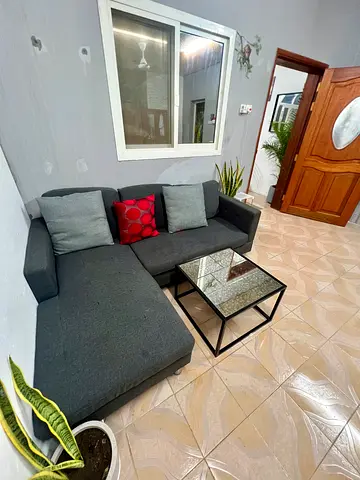 L-Shaped Sofa + Teapoy for Sale