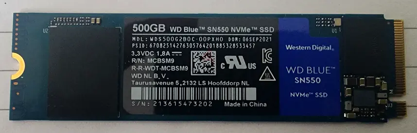 500GB WD Blue SN550 NVMe SSD — Used, Working