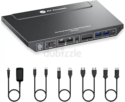 AV Access KVM Switch Docking Station for 2 Monitors 2 Computers