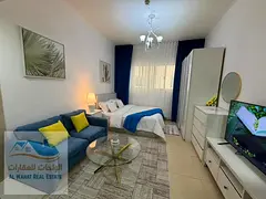 Now available: a furnished studio apartment, first occupancy, for monthly rent in Al Jurf 2 area in