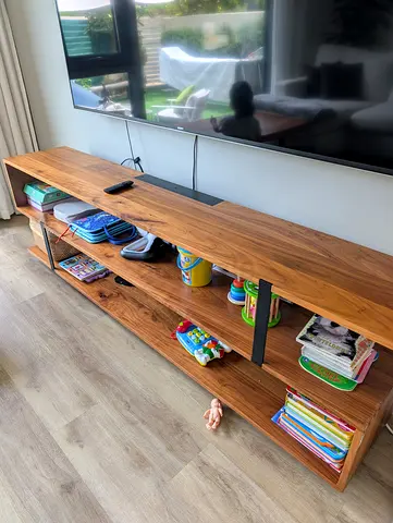 Crate and Barrell Austin Walnut media console table