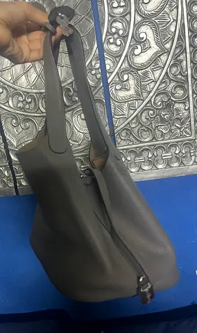 Hermes Etain Taurillon Clemence Leather Picotin