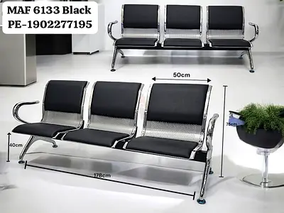 MAF 6133 Black Three-Seater Sofa