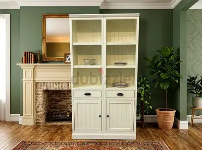 Pottery Barn White Storage Cabinet with Open Shelves