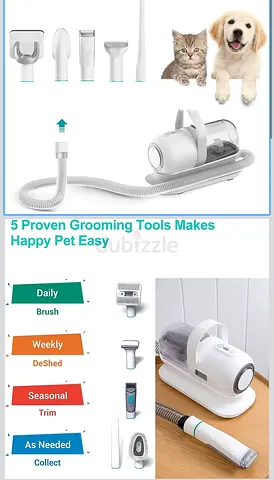 Portable pet grooming vacuum with 5 attachments - used