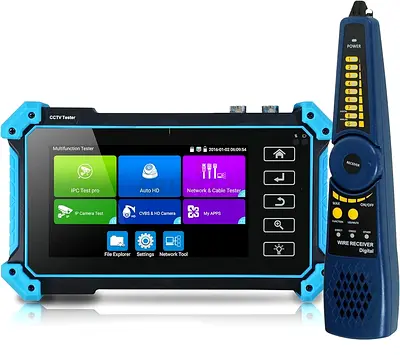 POMIACAM CCTV Tester, IPC-5200C Plus 5 Inch IPS Touch Screen IP CVBS Analog Camera Tester 4K H.265 V