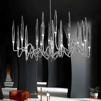 Ebarza “Opus” Modern Silver Chandelier Lighting