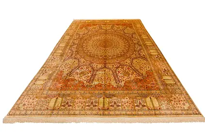 Ultra-fine Silk on Silk Signed Handmade Qom