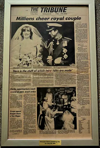 Vintage,Princess Diana,wedding day,original news paper.
